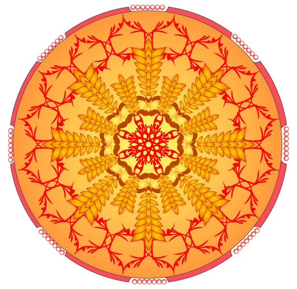 Orange mandala for energy and power obtaining — Stock Vector