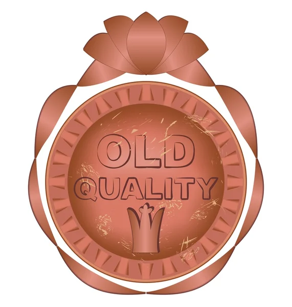 Old quality label copper metal design — Stock Vector