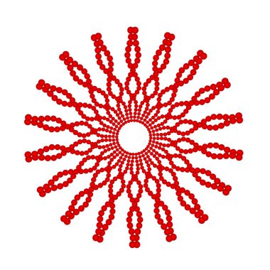 Kırmızı boncuk simetrik yıldız süsleme