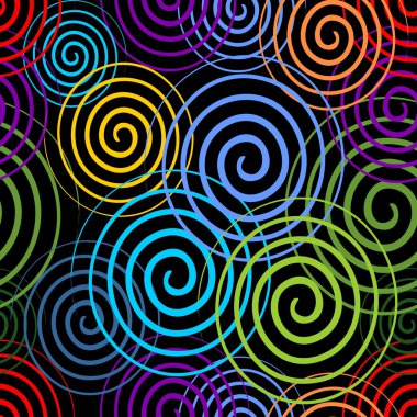 Neon swirls ile sorunsuz siyah arka plan 