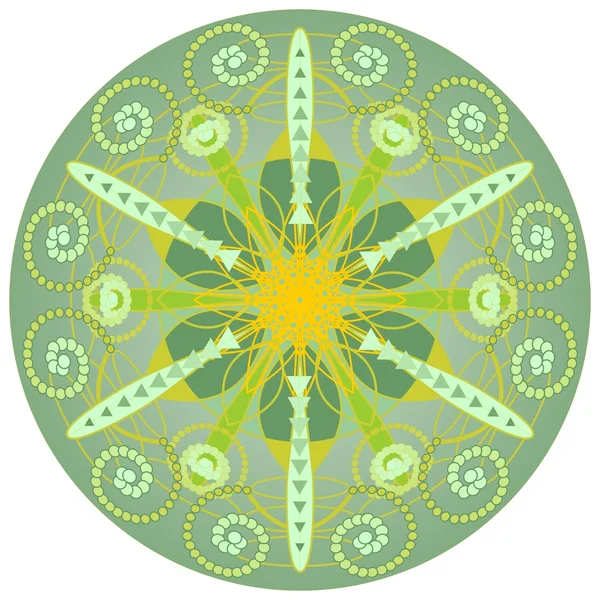 Green mandala for harmony and power obtaining — Stock Vector