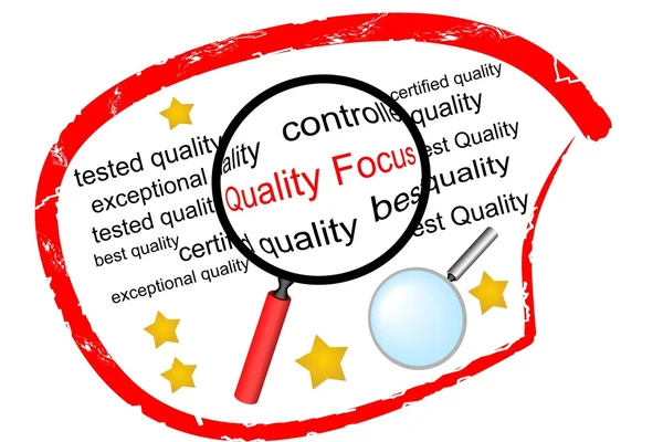 Quality Focus - the label for in quality control — Stock Vector