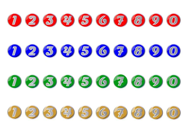 Ensemble d'icônes colorées avec des numéros — Image vectorielle