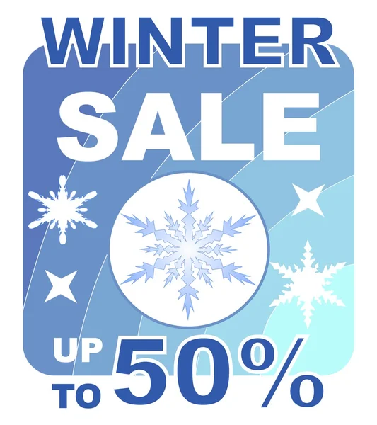 Panneau d'affichage de vente d'hiver dans le design bleu avec des flocons de neige — Image vectorielle