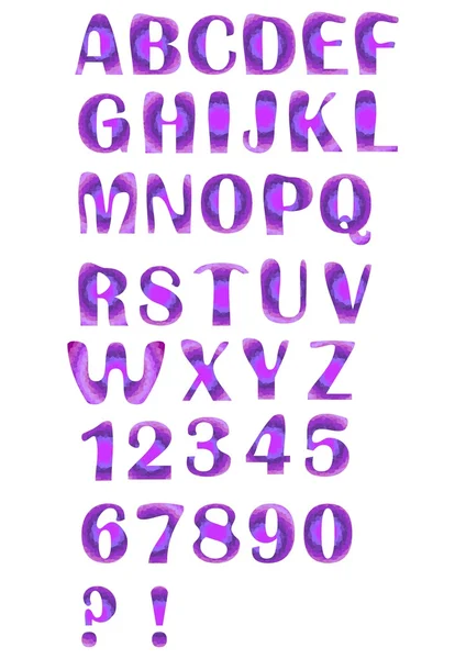 Alphabet set designed in purple mosaic — Stock Vector