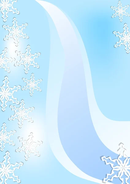 Λεπτή χειμώνα φόντο με νιφάδες χιονιού σε λευκό και μπλε — Διανυσματικό Αρχείο