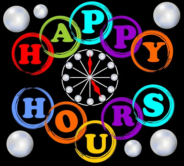 Cartelera Happy hours en colores arco iris — Vector de stock