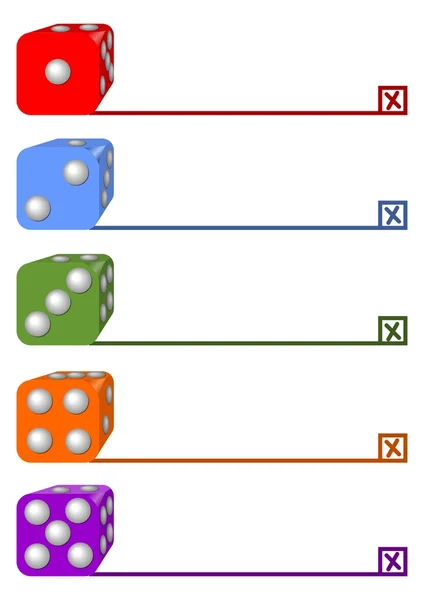 Fünf Schritte Infografik-Vorlage mit Würfeln — Stockvektor