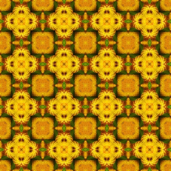 Žluté květinové vzory na tmavém pozadí — Stock fotografie