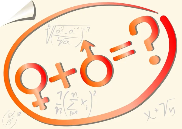 Ecuación matemática de género con símbolo femenino y masculino — Vector de stock