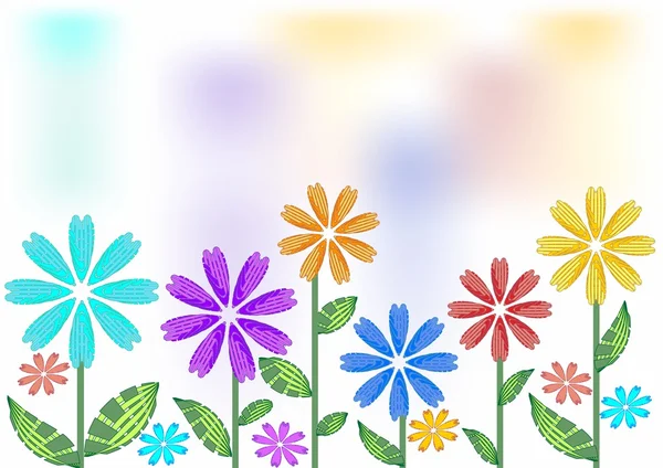 Spring background with futuristic flowers — Stock Vector