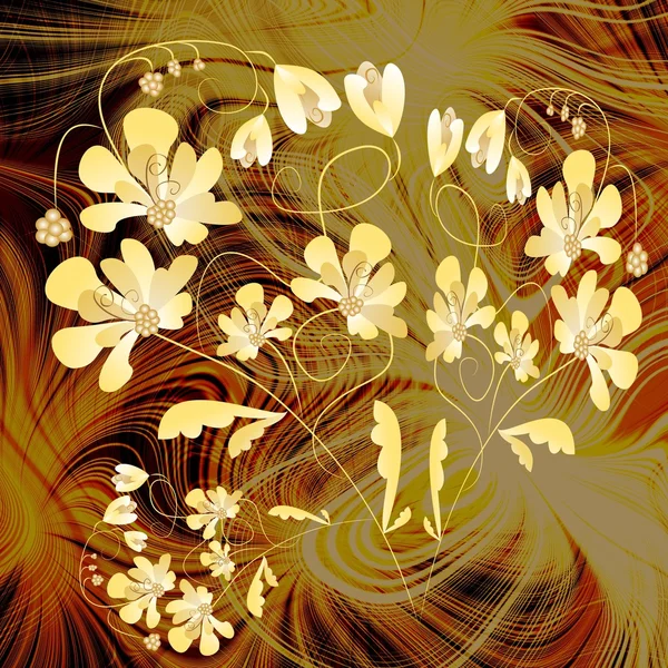 Gele fantasie bloemen op fractal achtergrond — Stockfoto