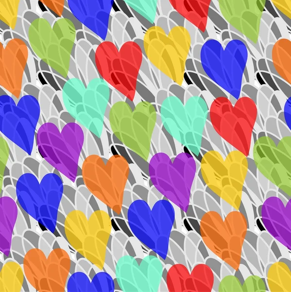 Regenboog transparantie harten op de grijze achtergrond — Stockvector