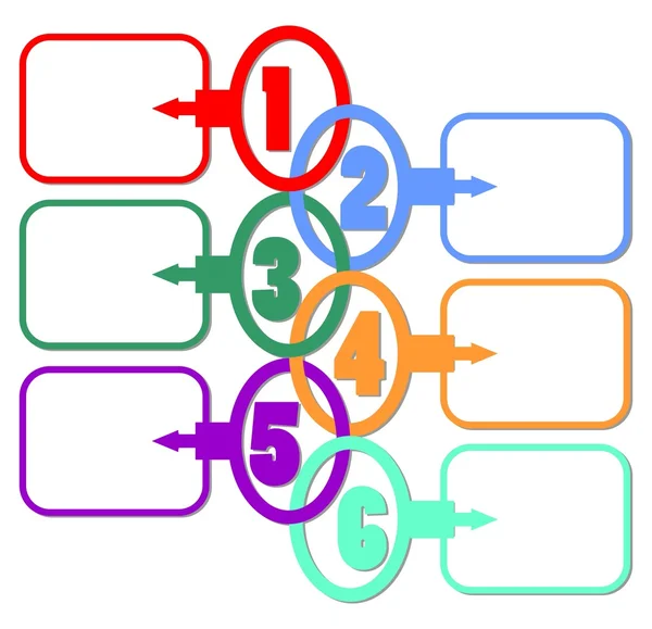 Modello infografico per la presentazione di sei opzioni o fasi — Vettoriale Stock