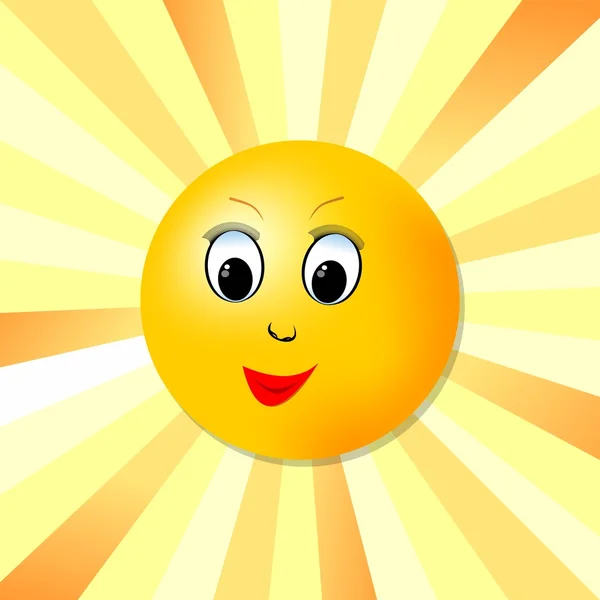Imagem alegre do sol com rosto para a alegria da vida — Vetor de Stock