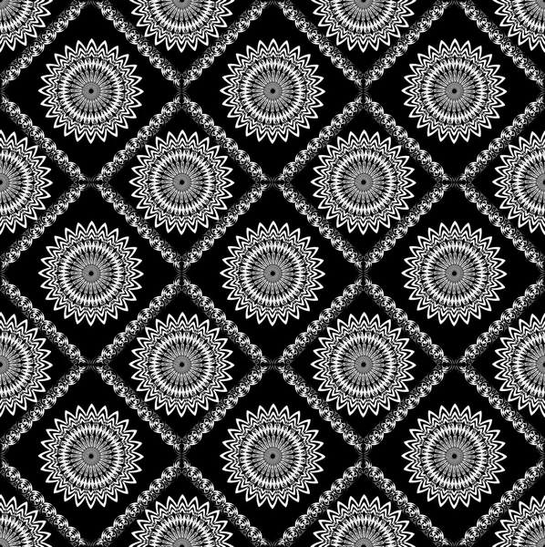 Baldosas de fondo con patrones de encaje fino en blanco y negro — Vector de stock