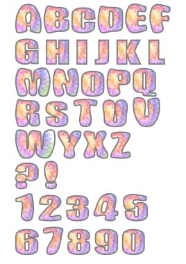 Pastel mozaik tasarlanmış büyük harf alfabe seti