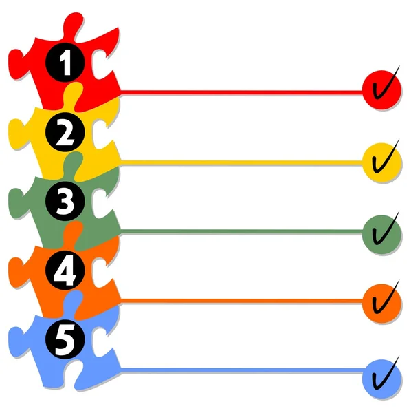 Apresentação gráfica do processo de trabalho em cinco etapas — Vetor de Stock