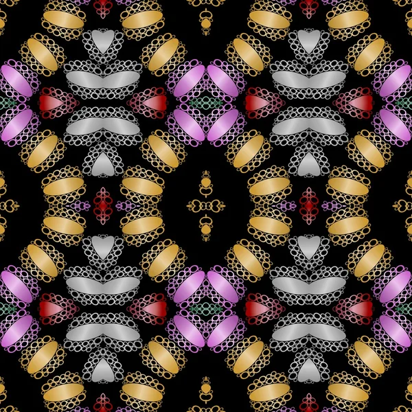 Decorative background tile with red, silver, gold and purple metallic elements