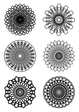 Daire dantel desenleri beyaz ve siyah