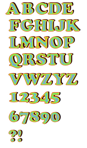 Alfabeto mayúsculas en colores arcoíris — Vector de stock
