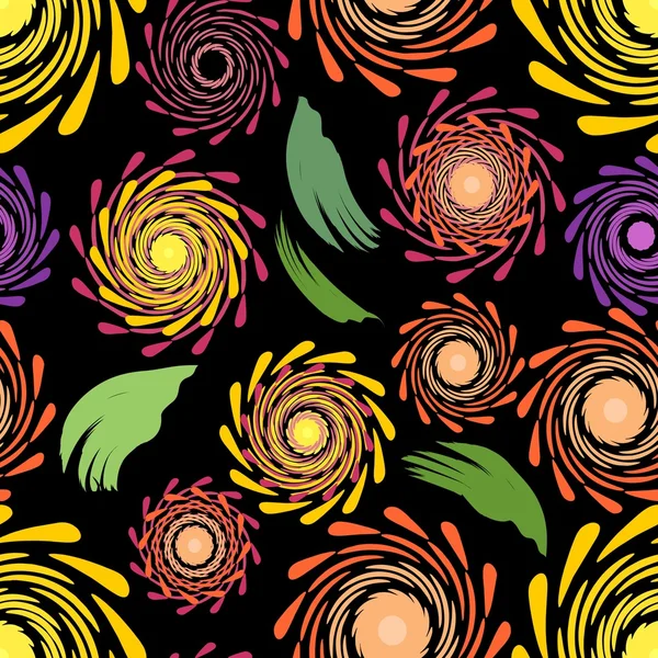 Motifs floraux sans couture sur le fond sombre — Image vectorielle