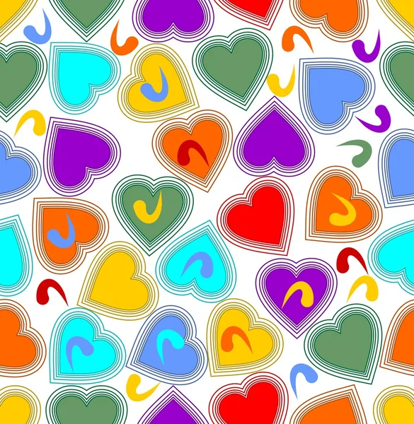 Seamless cheerful background with colorful hearts — Stock Vector