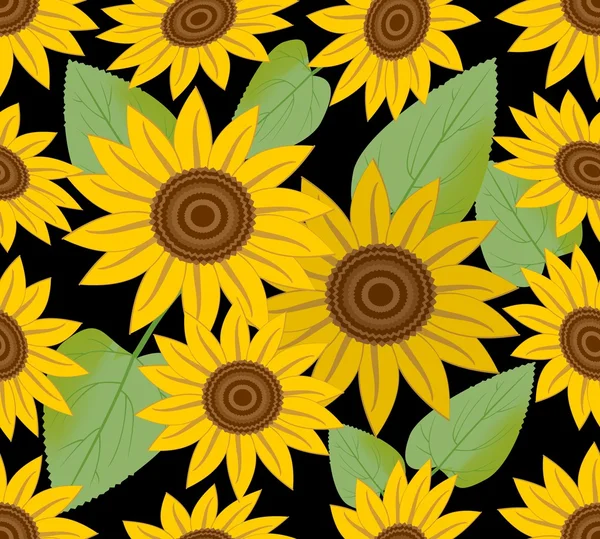 Fondo oscuro sin costuras con girasol — Archivo Imágenes Vectoriales