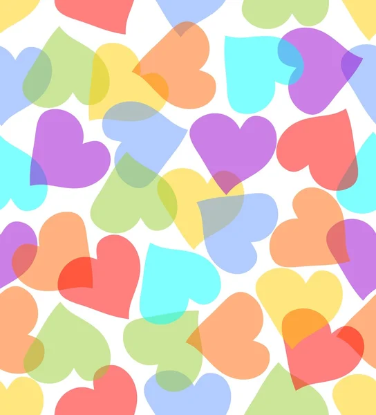 Fondo sin costuras con corazones en colores pastel — Vector de stock