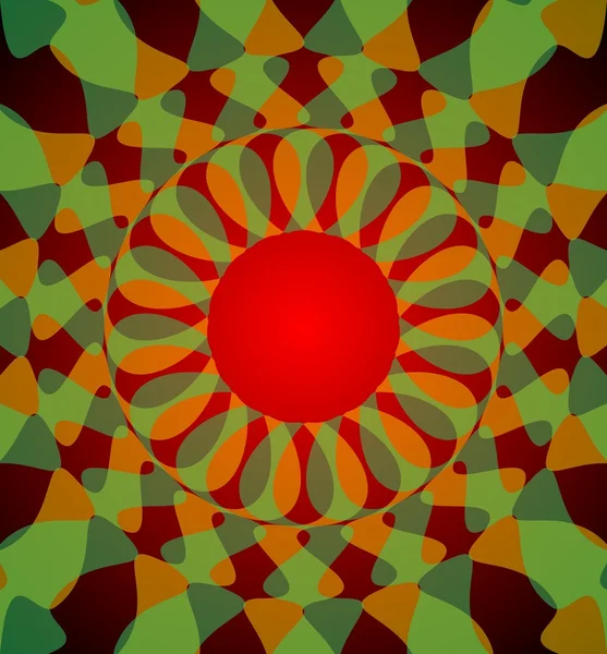 Carrelage abstrait avec des cercles superposés verts et rouges — Image vectorielle