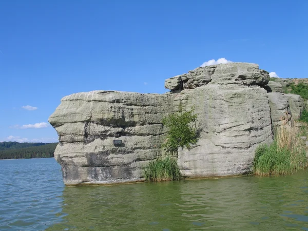 Rock w wody, Czech północnych, Machovo jezero — Zdjęcie stockowe