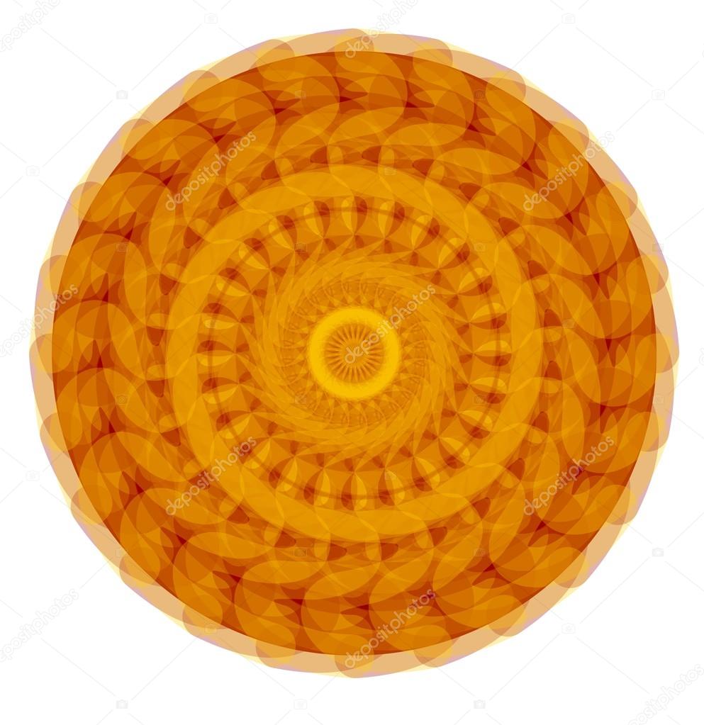 Gold symmetric circle mandala for harmony obtaining