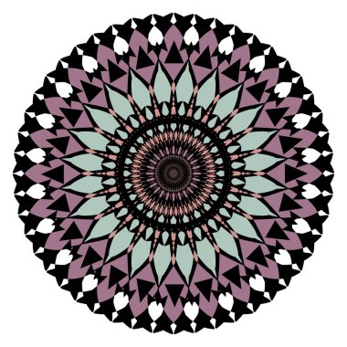 Art deco tarzında vintage tasarımı için sessiz antik renklerde simetrik geometrik rozet