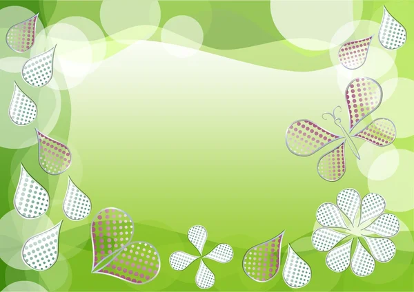 Wiosną tło wektor zielony z metamorfozy kropkowane krople — Wektor stockowy