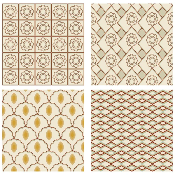 Basit geometrik desenleri ile nostaljik renklerde vintage art deco kare kare kümesi