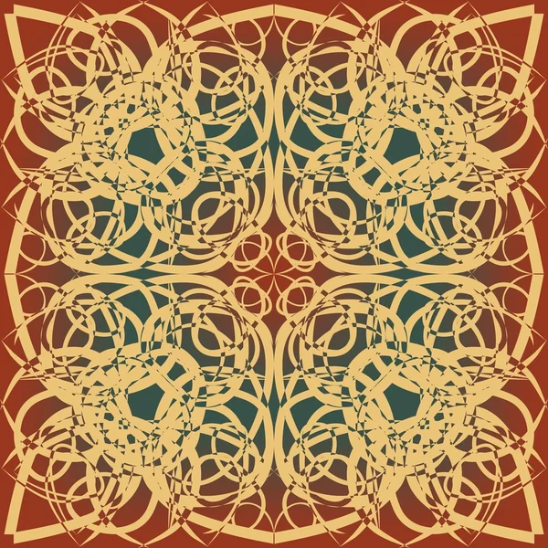 Azulejo decorativo de fondo en diseño art deco, beige, marrón, rojo y verde — Vector de stock