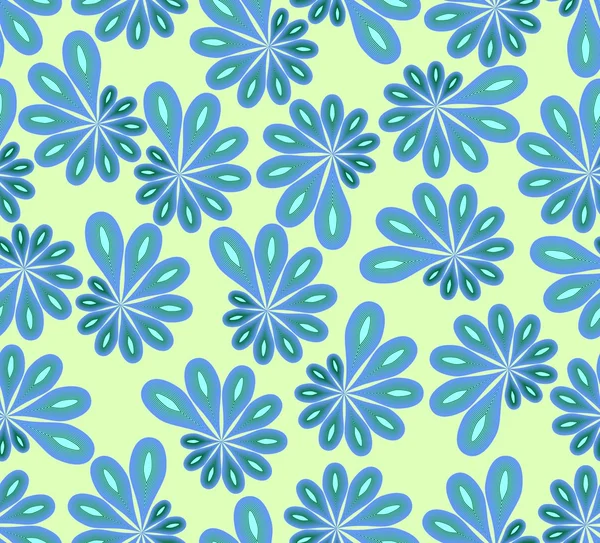 Fondo en diseño abstracto con fowers asimétricos azules y verdes — Archivo Imágenes Vectoriales