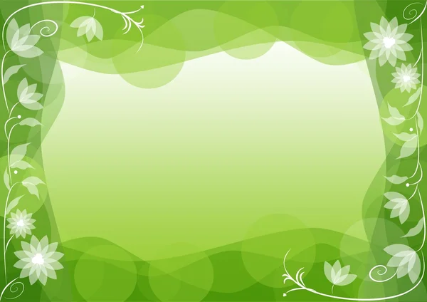 Fondo de primavera verde con motivo floral espejo fino — Vector de stock