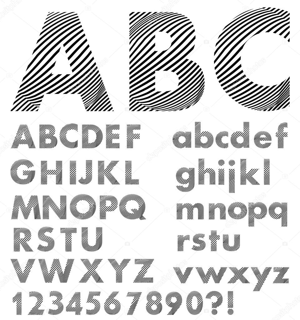 Alphabet in style zebra skin, uppercase and lowercase letters