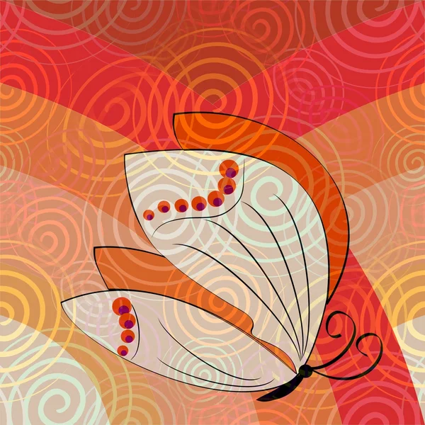 Telha de fundo abstrato com borboleta e espiral em cores quentes — Fotografia de Stock