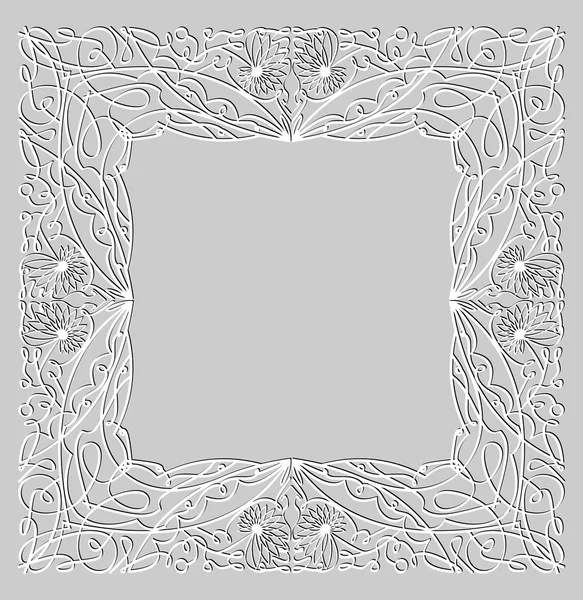 Cadre carré calligraphique décoratif avec motifs vintage pour invitation — Image vectorielle