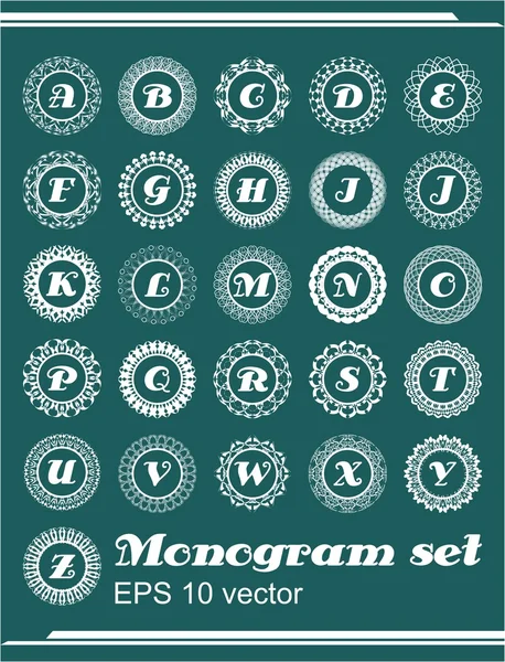 Monogram vintage çerçevelerindeki tüm alfabe harf kümesi