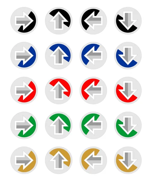 Set di frecce per modello infografico in diversi colori e direzioni — Vettoriale Stock