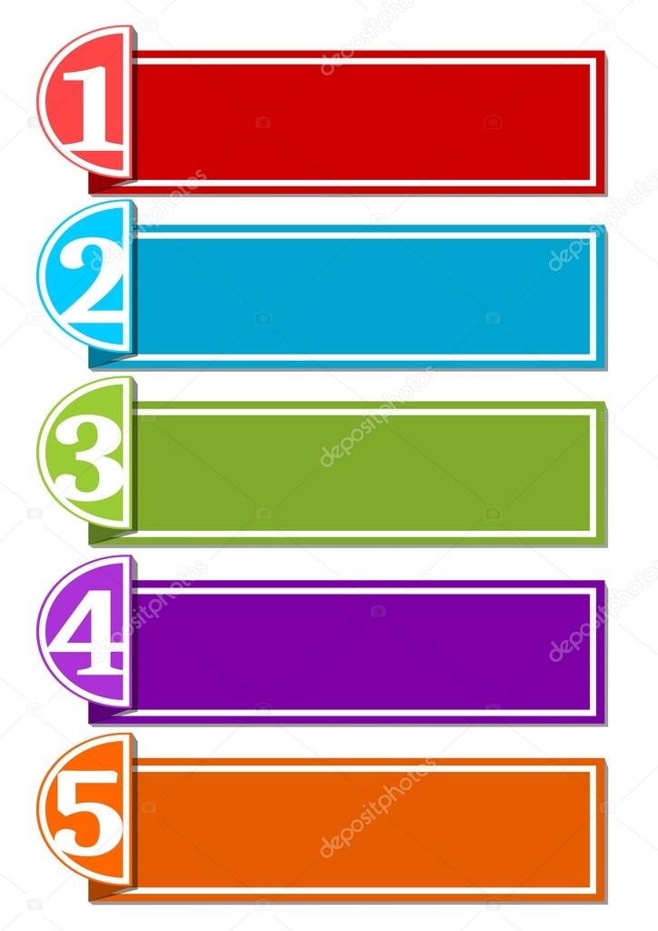 Infographic template for presentation of five options or steps with blank frames for own message in paper strip design