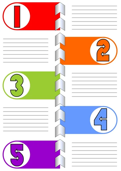 Modello infografico per la presentazione di cinque opzioni o passaggi con cornici e linee vuote per il proprio messaggio in appartamento moderno alla moda — Vettoriale Stock