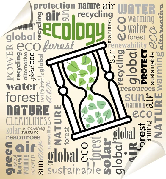 Ecology environmental theme with glashour on typographic background, EPS10 vector. Suitable in environmental presentation or edu — Stock Vector