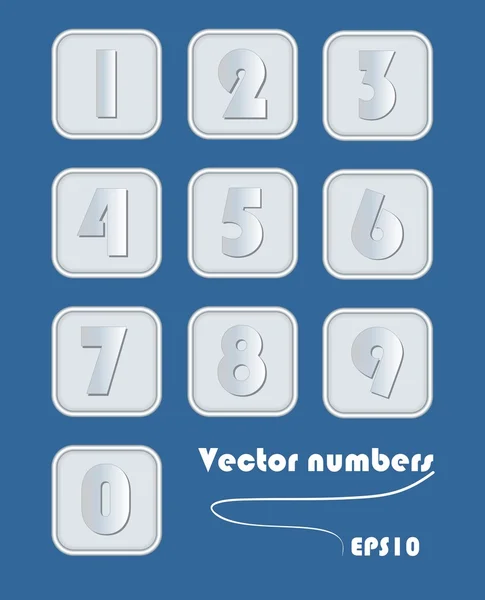 Künstlerische Nummer im Metallic-Design. Ziffern in quadratischen Elementen mit abgerundeter Ecke. Silber Metall, leistungsstarkes Element für Infografik-Vorlage. Vektor eps10 — Stockvektor