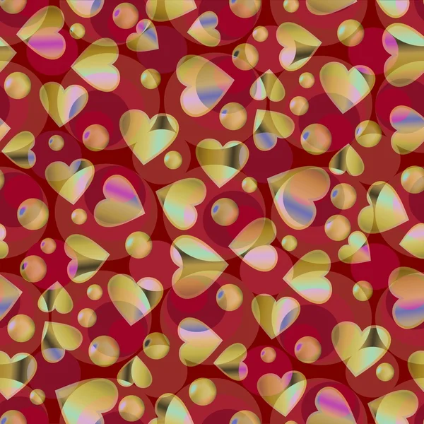 Візерунки серця на червоному тлі. Абстрактний фон з плямистими серцями і колами . — стокове фото
