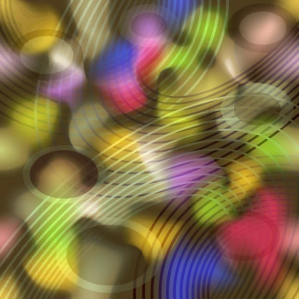 Pazzo sfondo psichedelico astratto con spruzzi di arcobaleno colorati e curve circolari . — Foto Stock