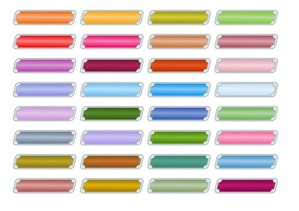 Çok renkli düğmeleri web tasarım için ayarla. Boş dikdörtgen düğmeleri farklı renk renk tonu, Vurgu efekti uygun. Eps10 vektör — Stok Vektör